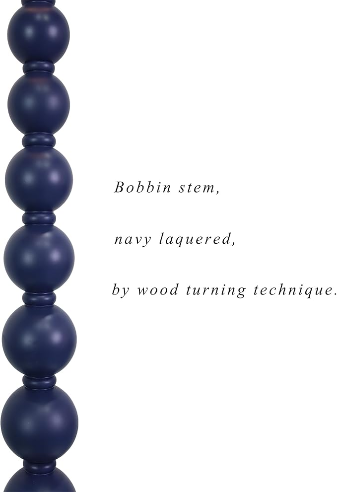 Modern Floor Lamp for Living Room, Farmhouse Floor Lamps, 14X14X59 Inch Navy Wood Base Pull Chain Switch Floor Lamp for Bedrooms and Office (Tapered Pleated Shade)