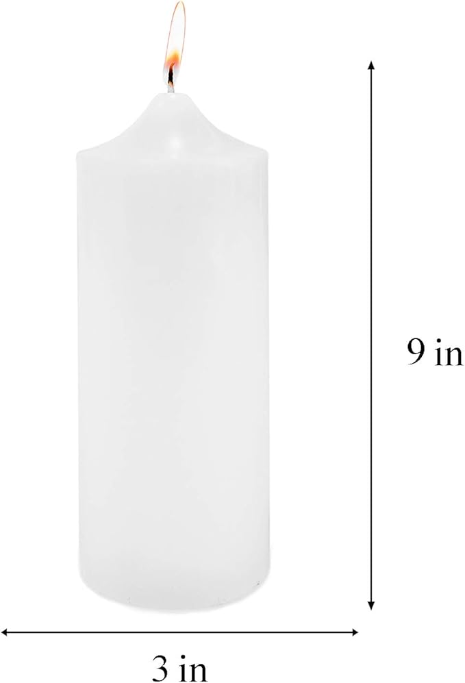 Super Z Outlet Unscented Pillar Candles for Weddings, Home Decoration, Relaxation, Spa, Smokeless Cotton Wick (1, White, 3"x9")