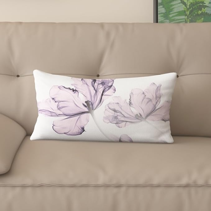 Textured Modern Minimalist Pillow Cover with Creative Floral Print, Digital-Printed Square Cushion Cover for Living Room Sofa (24 * 32inch-03023)