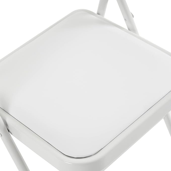 Karl home 4 Pack White Folding Chairs with Padded Seats for Outdoor & Indoor, Portable Stackable Commercial Seat with Steel Frame for Events Office Wedding Party, 330lbs Capacity