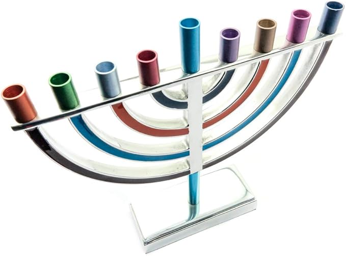 Yair Emanuel Hanukkah Menorah Classic Style Colored Branches (Multi Color, Large)