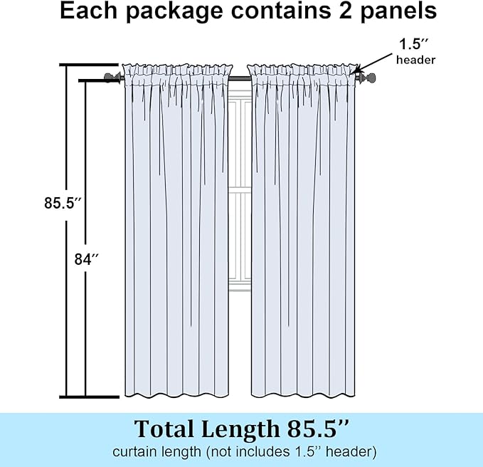 Simplebrand Sage Green Semi Sheer Curtains 84 Inches Long 2 Panels, Soft Airy Light Filtering Jacquard Clip Textured Semi Sheer Curtains for Bedroom, Modern Elegant Rod Pocket Window Panels, 42"Wx84"L