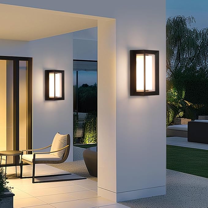 Outdoor Wall Light Fixtures,15%-100% Dimmable,3CCT 3000K/4000K/6500K,2160LM Aluminum Outdoor Modern Wall Lights,10.23 Inch Exterior Waterproof Lanterns,Matte Black Indoor Wall Sconce Art Lights 1 Pack