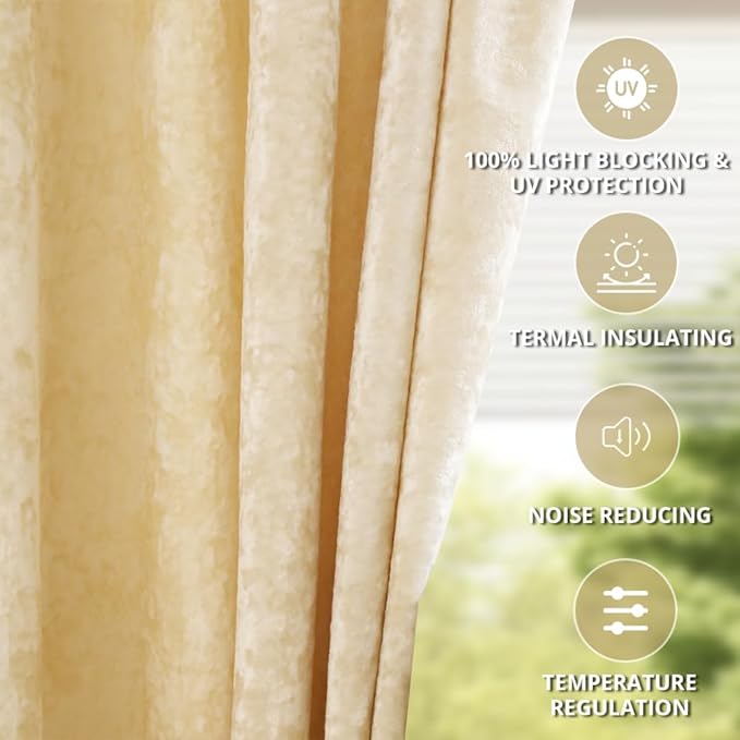 Blackout Curtains Soft Luxury Velvet Curtains for Bedroom Nursery Patio Doors Back Tab Rod Pocket 2 Panels Drapes Curtains for Living Room,52 by 84Inch, White