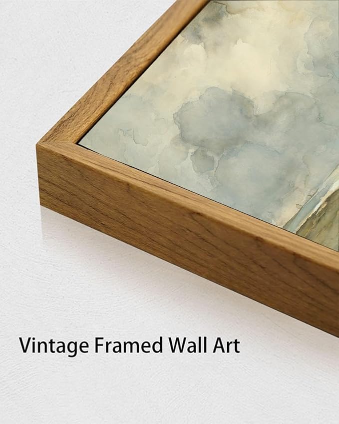 KISSFOX Vintage Landscape Canvas Wall Art Framed Natural Scenery Prints Ocean Coastal Sailboat Painting Artwork Rustic Farmhouse Pictures Decor Gallery Office Living Room Bedroom Bathroom