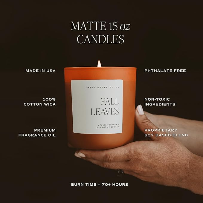 Sweet Water Decor Trick or Treat Candle, Large 15oz Jar, Scented with Pumpkin, Apple, Cinnamon & Vanilla, Non-Toxic Soy Wax Blend, Indoor Halloween Decorations for Home & Bathroom, 70+ Hour Burn