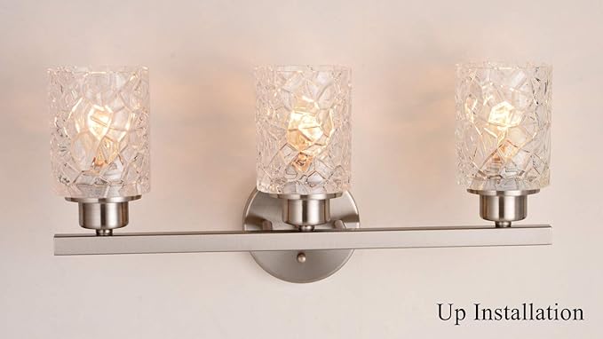 ALICE HOUSE 20.5" Vanity Lights, 3 Light Wall Lighting, Brushed Nickel Finish Bathroom Lights Over Mirror, Bathroom Lighting, ETL Listed, AL9082-W3