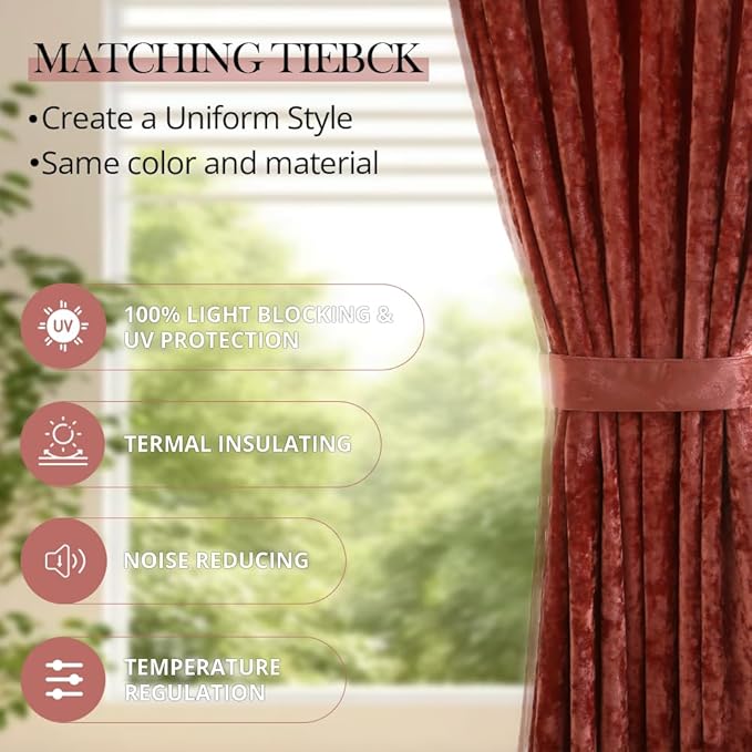 Velvet Blackout Curtains Soft Luxury 2 Panels Curtains for Bedroom Nursery Patio Doors Rod Pocket Back Tab Drapes Curtains for Living Room,52 by 108 Inch,Mauve Pink