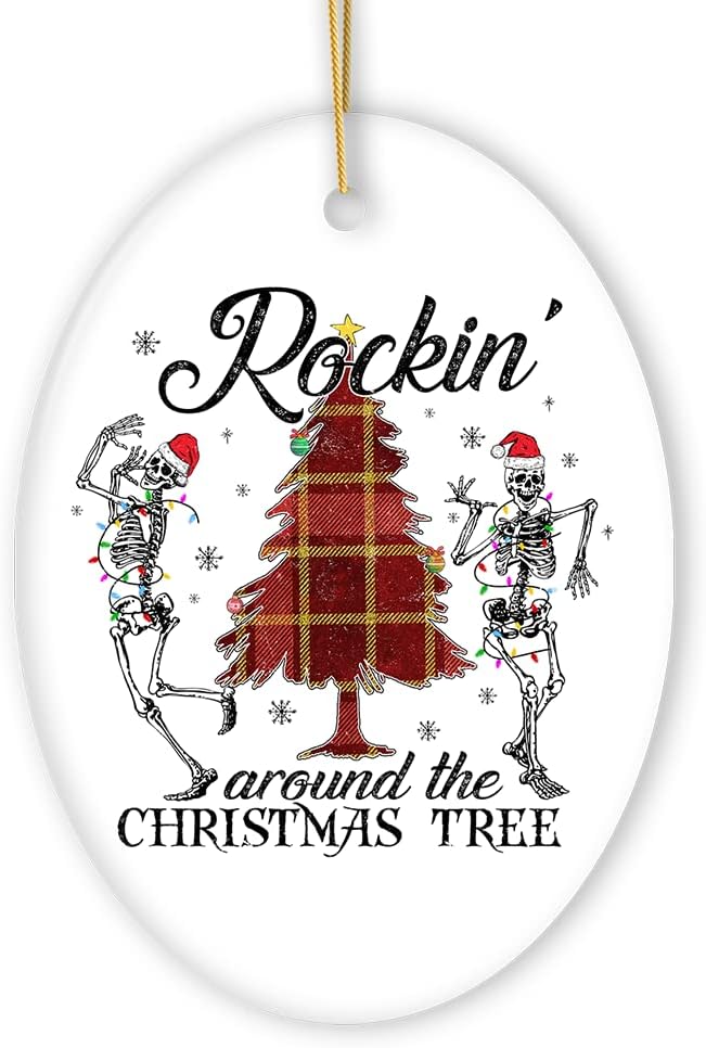 Rockin Around The Christmas Tree Dancing Skeleton Ornament