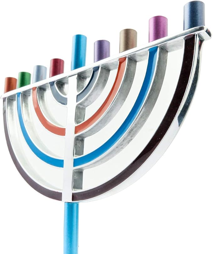 Yair Emanuel Hanukkah Menorah Classic Style Colored Branches (Multi Color, Large)