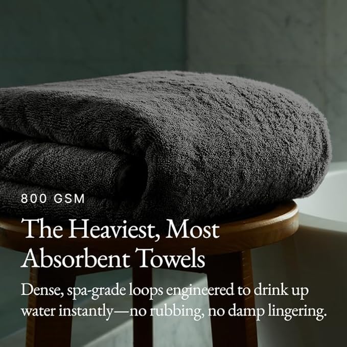 Italic Ultraplush Luxe 6 Piece Towel Set – 2 Bath Sheets, 2 Hand Towels, 2 Washcloths – 800GSM Soft, Highly Absorbent & Quick Drying, Resort Grade 100% Australian Cotton Towels (Charcoal)