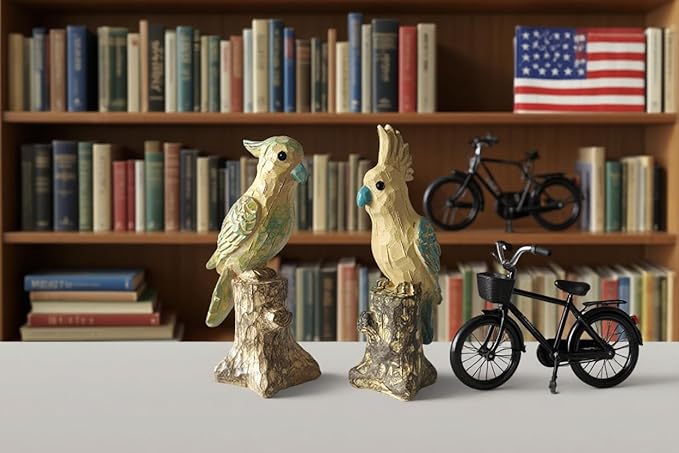 Snow Village National Lampoon's Christmas Small Animal Statues, Parrot Bird Figurines is Modern Home Decorative, Resin Decor for Office Desktop, Bookshelf, Bedroom, Living Room, Cabinets (Colourful)