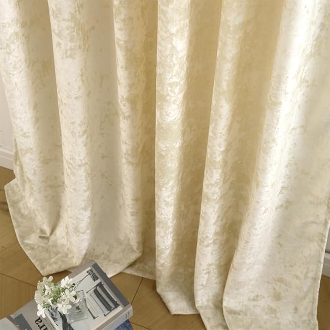 Blackout Curtains Soft Luxury Velvet Curtains for Bedroom Nursery Patio Doors Back Tab Rod Pocket 2 Panels Drapes Curtains for Living Room,52 by 84Inch, White