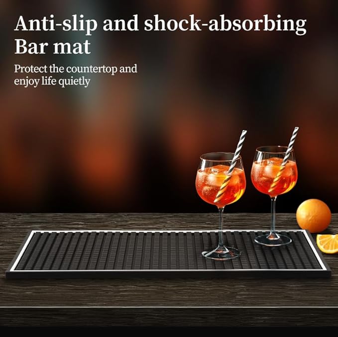 Rubber Bar Mat Set of 1 Black – Durable, Non-Slip, Non-Toxic Spill & Drying Mats for Bars, Restaurants, Coffee Shops, Countertops & Tabletops Hairdressing tool protective pad.Drying mat for tableware.