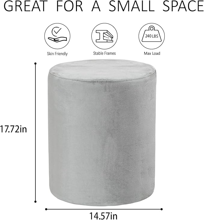 Get Set Style Modern Round Ottoman with Soft Padded Seat, Multifunctional Vanity Stool for Makeup, Upholstered Footrest Stool Ottoman Foot Stool for Living Room, Bedroom