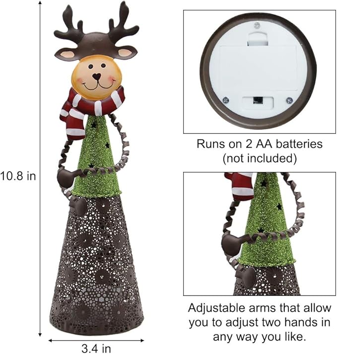 FORUP Lighted Christmas Table Decorations, Set of 3 LED Lighting Santa Snowman Reindeer