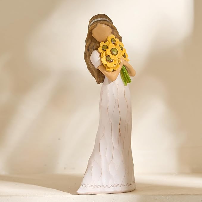 Encouragement Gifts for Women Friends Daughter Kids Inspirational Support Sunflower Gifts for Women Birthday 6.7" Resin Sculpted Hand-Painted Figurines Home Decor