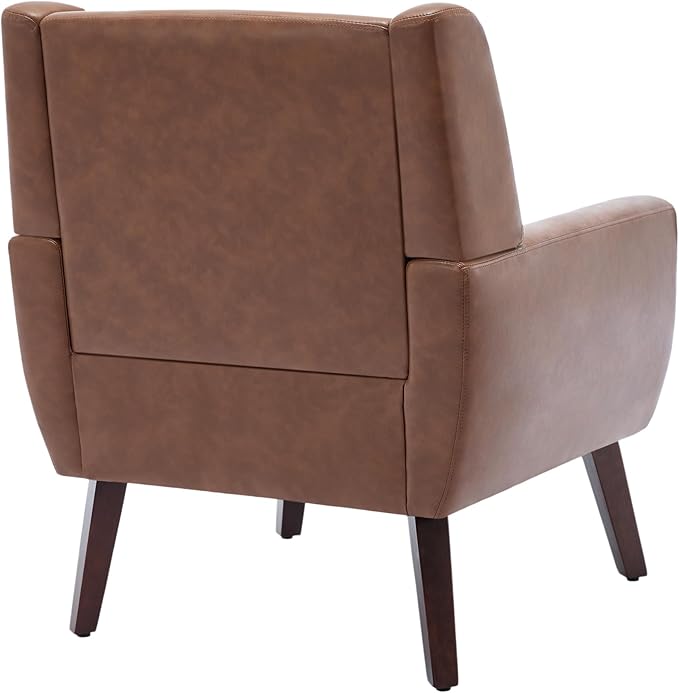 UIXE PU Leather Accent Chairs Set of 2, Modern Arm Club Chair Upholstered Armchair for Living Room, Comfy Single Sofa Seats Button Tufted Reading Seating, Coffee