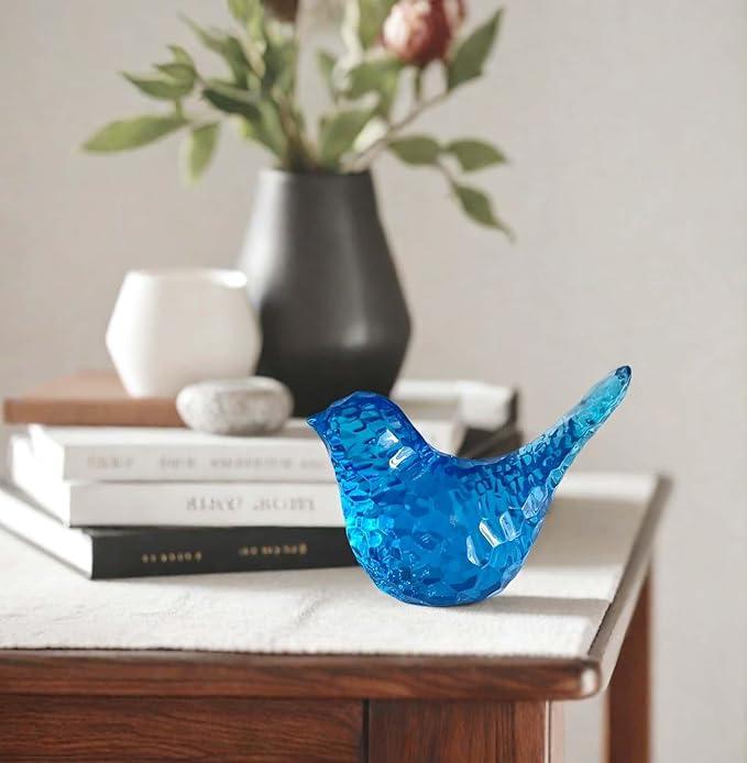 Blue Bird Figurines Living Room Office Shelf Home Decor Accents,Bird Gifts for Bird Lovers Women,Knick Knacks for Shelves Bookshelf