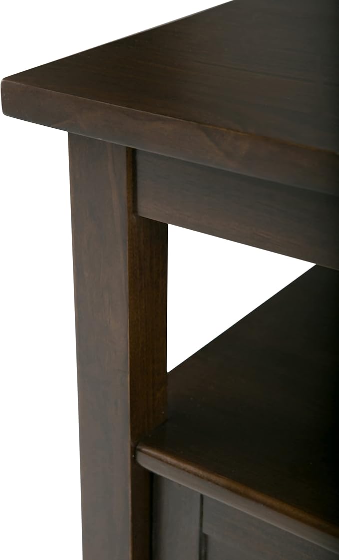 SIMPLIHOME Warm Shaker SOLID WOOD 20 inch Wide Rectangle Transitional End Side Table in Tobacco Brown for the Living Room and Bedroom