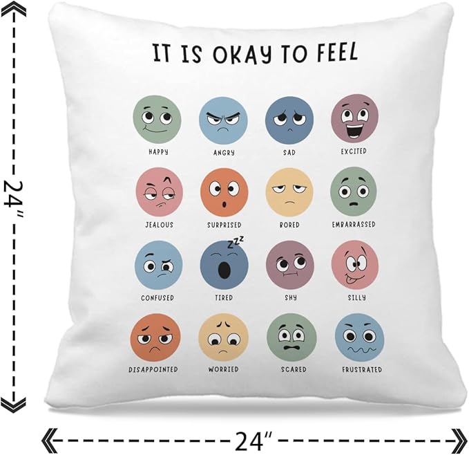 Nogrit Counseling Office Must Haves Pillow Cover, Calming Corner, Mental Health Pillowcase Decor for Home Kids,Mental Health Counselor Gifts, Calming Corner Pillow Covers 24x24 White