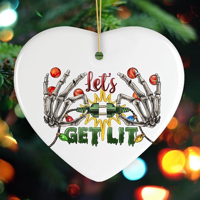 Letβs Get Lit Skeleton Fingers and Christmas Plugs Ornament