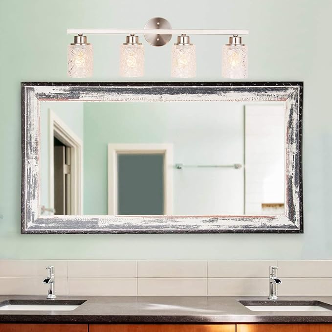 ALICE HOUSE 28.7" Vanity Lights, 4 Light Wall Lighting, Brushed Nickel Bathroom Lights Over Mirror, Bathroom Lighting, ETL Listed, AL9082-W4
