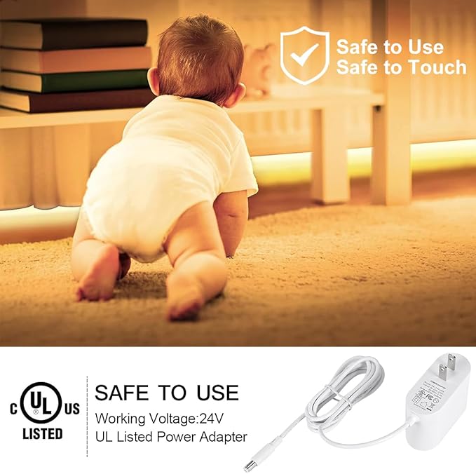 COB LED Strip Light Warm White, 33ft Dimmable 3000K Super Bright White Led Lights Strip with RF Remote and UL Power Supply, 24V Flexible LED Tape Light for Bedroom, Kitchen, DIY Lighting