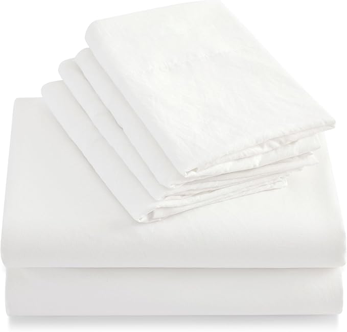 Bedsure Deep Pocket King Sheet Set - 6 Piece, Prewashed Ultra-Soft King Size Sheets Set, Fits Mattresses Up to 18 Inches Thick, Breathable & Secure Fit, Hotel Luxury Bedding, White