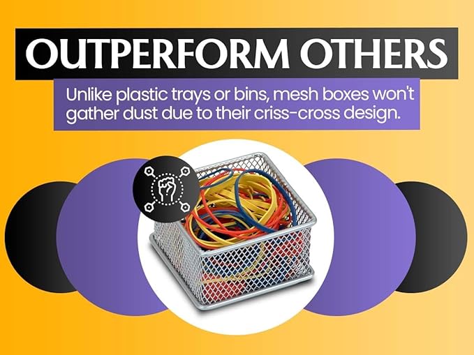 YBM HOME Silver Mesh Drawer Cabinet and or Shelf Organizer Bins, School Supply Holder Office Desktop Organizer Basket (1, 3x3x2 Inch)