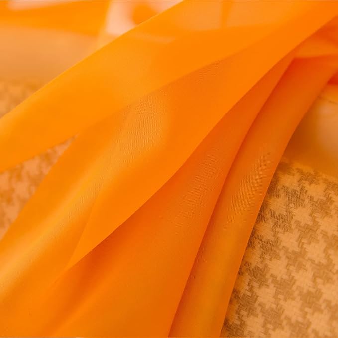 MIULEE Short Sheer Curtains 30 Inch Length for Kitchen Bathroom Cafe Half Window Treatment, Rod Pocket Tier Fall Curtains 2 Panels, 29x30 Inches Long, Orange