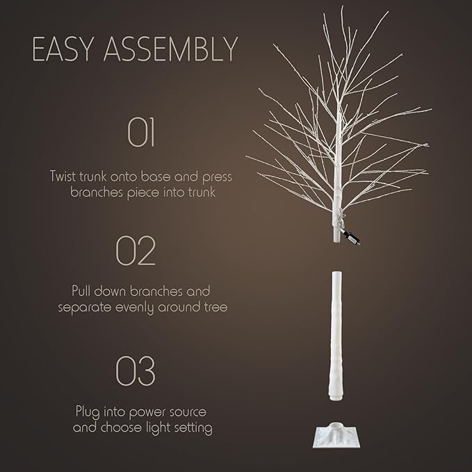 Baquler 12 Pack Lighted Birch Tree - Artificial LED Warm-White Light Birch Tree Decoration for Christmas Holiday Party Wedding Festival Decor, Indoor & Outdoor (4 6 8 ft)
