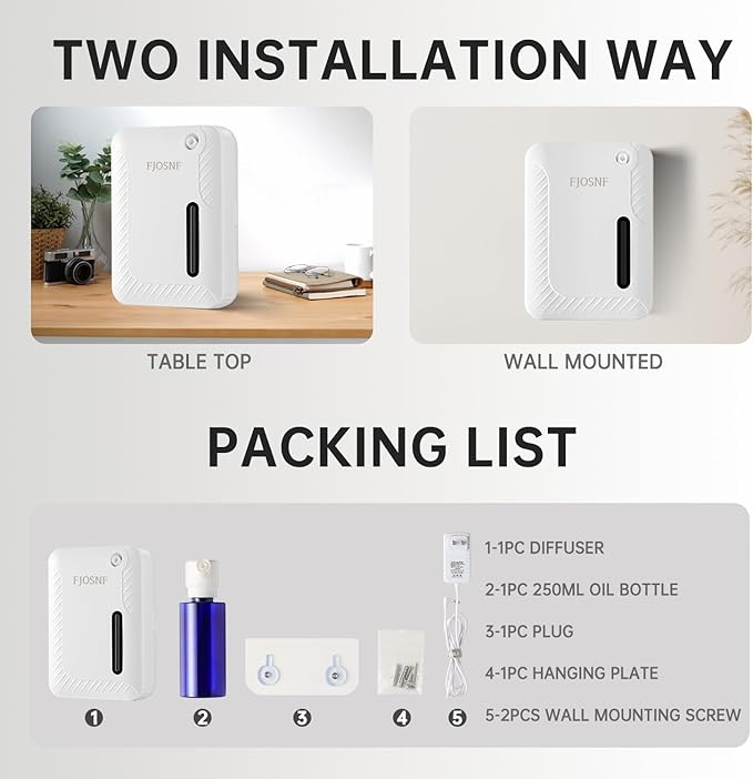 Waterless Essential Oil Diffuser (250ml, 2200 sq.ft) - Smart Scent Air Machine with Cold Air Tech for Large Rooms, Home, Office & Hotel,Plug-in