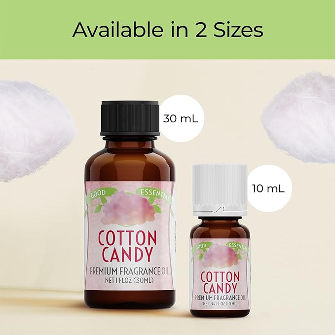 Good Essential – Professional Cotton Candy Fragrance Oil 30ml for Halloween, Diffuser, Candles, Soaps, Lotions, Perfume 1 fl oz