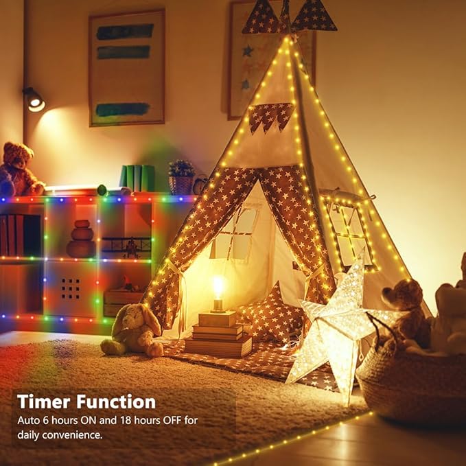 Battery Operated String Lights (2 Pack), 33ft 100 LED Warm White & Multicolor Fairy String Lights Battery Powered w/Remote & Timer for Indoor Outdoor Christmas Trees Decoration Bedroom Patio