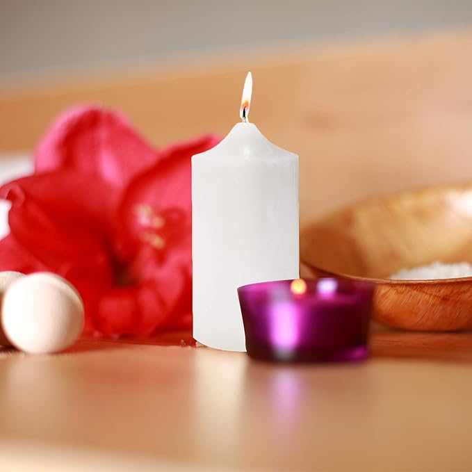 Super Z Outlet Unscented Pillar Candles for Weddings, Home Decoration, Relaxation, Spa, Smokeless Cotton Wick (1, White, 3"x6")