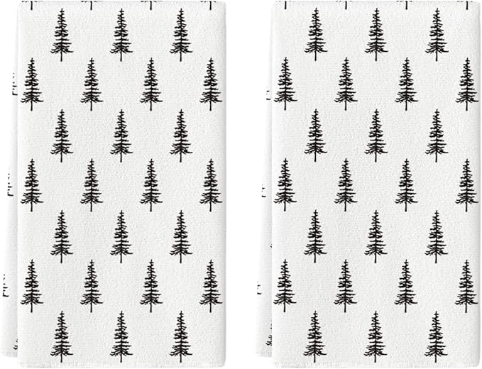 Artoid Mode Beige Xmas Tree Christmas Kitchen Towels Dish Towels, 18x26 Inch Holiday Winter Decoration Hand Towels Set of 2