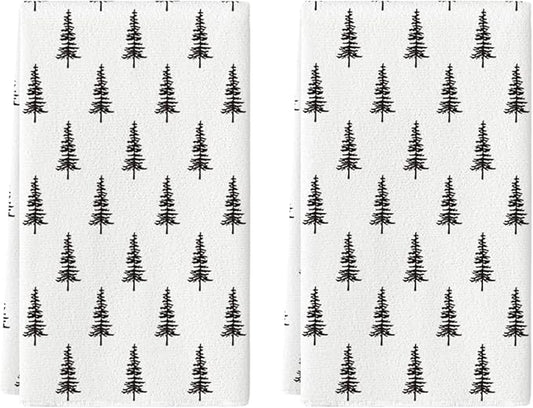Artoid Mode Beige Xmas Tree Christmas Kitchen Towels Dish Towels, 18x26 Inch Holiday Winter Decoration Hand Towels Set of 2