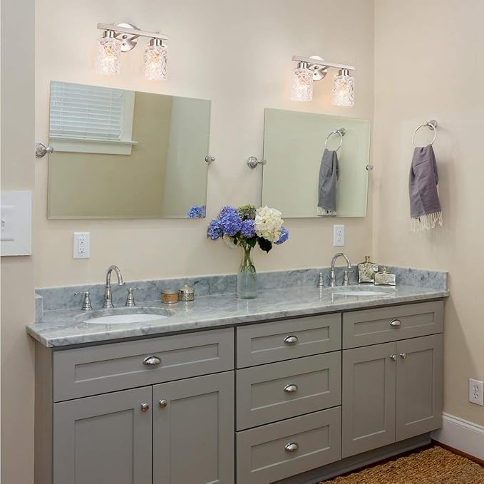 ALICE HOUSE 12.2" Vanity Lights, 2 Light Wall Sconce Lighting, Brushed Nickel Bathroom Lights Over Mirror, Bathroom Lighting, ETL Listed, AL9082-W2