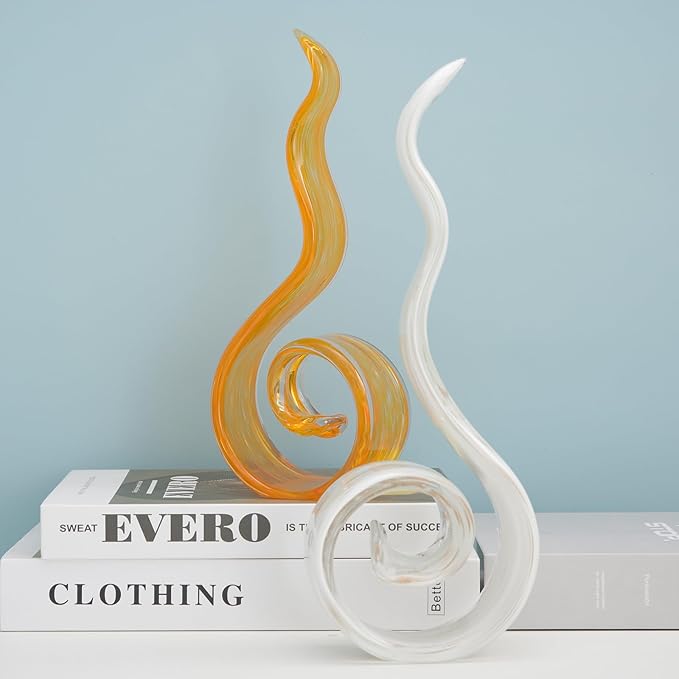 11.4" Tall Hand-Blown Glass Sculpture Murano-Style Sculpture Art Ornament Statue Figurines Home Decor Accent Piece Coastal Ocean Nautical Home Decor,Shelf,TV Stand,Tabletop Centerpieces,Wonderful Gift