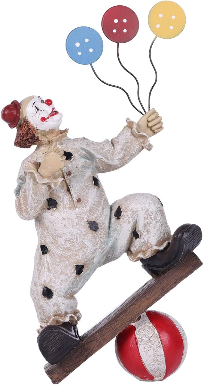 orenm Creative Clown Circus Statues,Interesting Home Decor Resin Sculpture,Handmade Crafts Collectible Art Figures Decor Ornament,Christmas,Parties and Events Desktop Decor (Balloon)