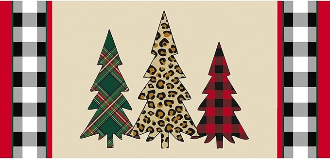 Evergreen Sassafras Fall Christmas Holiday Doormat Insert Bundle & Tray Set of 5, Interchangeable Entrance Door mats Indoor and Outdoor Welcome Mat 30 x 18 Tray Non Slip Backing Low Profile