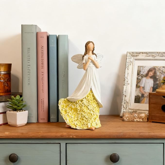 Sunflower Angel Figurines Home Decor, Encouragement Anniversary Retirement Gift for Woman, Memorial Bereavement Sympathy Gifts Idea