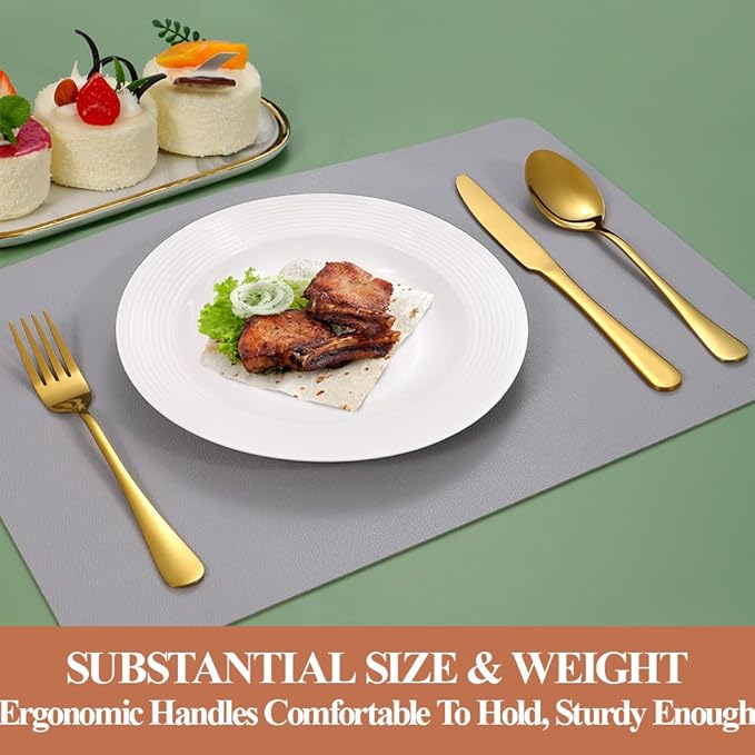 Lazycorner 40 Pcs Gold Silverware Set for 8, Food Grade Stainless Steel Flatware Set Include Fork/Knife/Spoon, Mirror Polished Eating Utensils Sets, Reusable Silverwear Cutlery Set, Dishwasher Safe