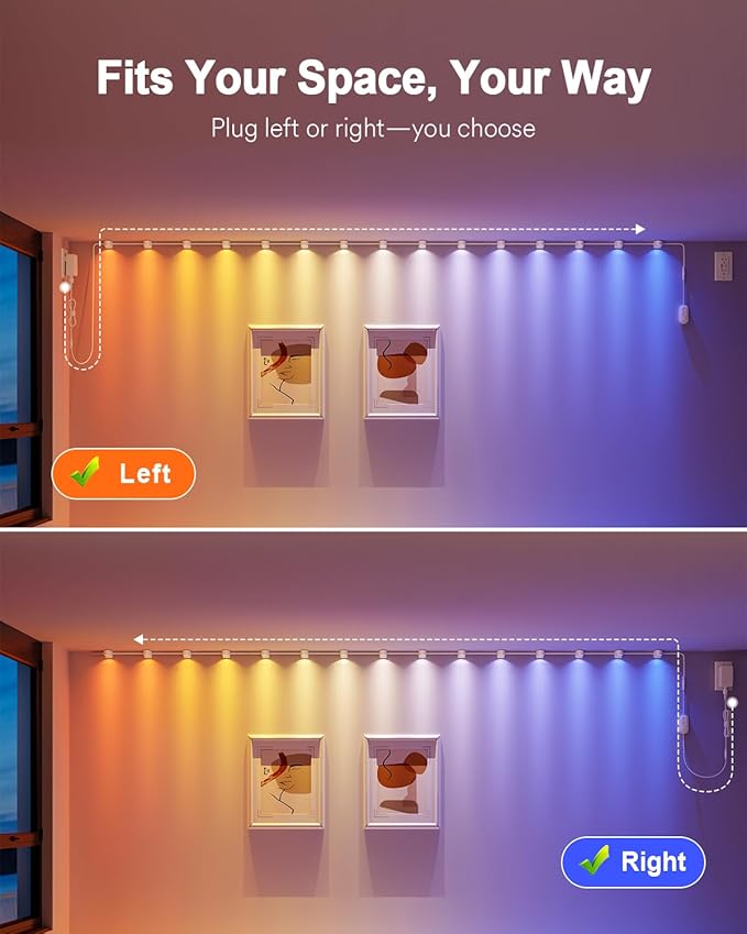 Smart String Downlights with 15 RGBAI+WW+CW LEDs Across 10ft, Feature 46° Dynamic Wave-Like Lighting, App/Voice/Remote Control—Wall String Lights for Bedroom, Indoor Eaves & Wall Decor