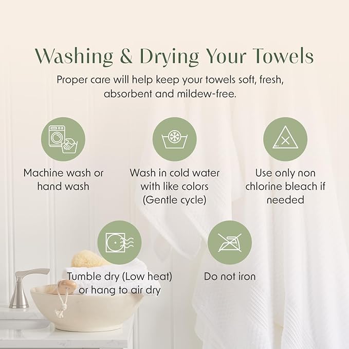 Springtree Home 100% Cotton Bath Towel Set of 4 | White Towels | Geometric Textured Design | Absorbent & Quick-Dry | 4 Bath Towels | Oeko-TEX® Standard 100 Cotton | Myla Collection - White