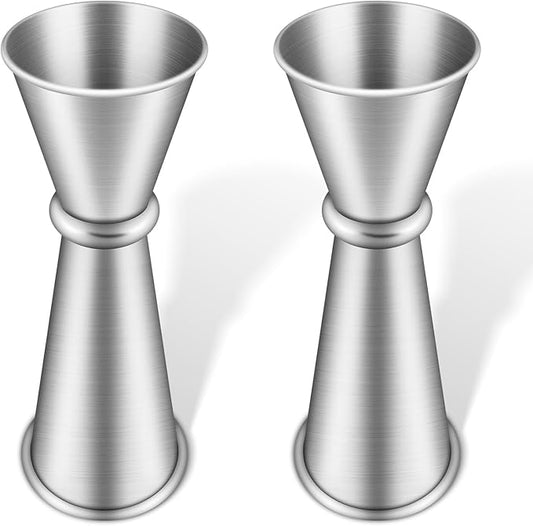 2 Pieces Jigger for Bartending, Double Cocktail Japanese Jigger 304 Stainless Steel Jigger 2 OZ 1 OZ with Measurements Inside for Home Bar Drink Kitchen Bartender Tools