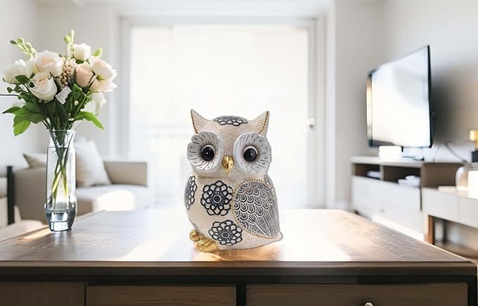 Oinas Cute White Owl Statue & Figurines for Home Decor - Adorable Gifts for Owl Lovers