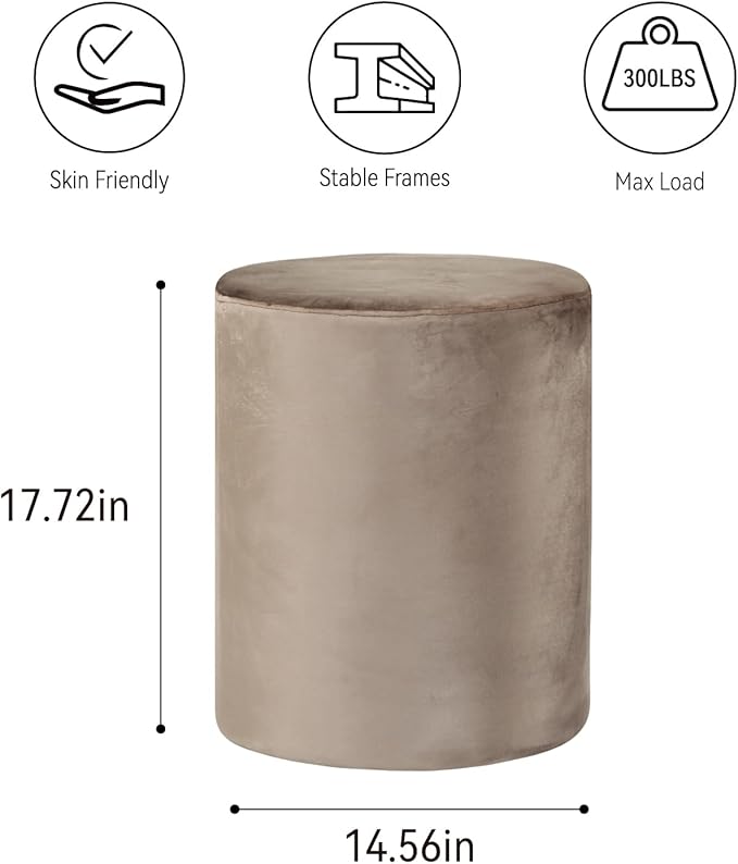 Get Set Style Modern Round Ottoman with Soft Padded Seat, Multifunctional Vanity Stool for Makeup, Upholstered Footrest Stool Ottoman Foot Stool for Living Room, Bedroom