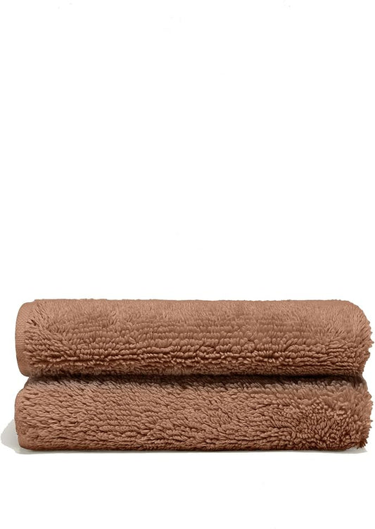 Italic Ultraplush 100% Australian Cotton Washcloths - Set of 2 Luxury Plush Face Wash Cloths, Soft and Absorbent 800 GSM for Bathroom, Spa, Gym, Face and Body (Clay)